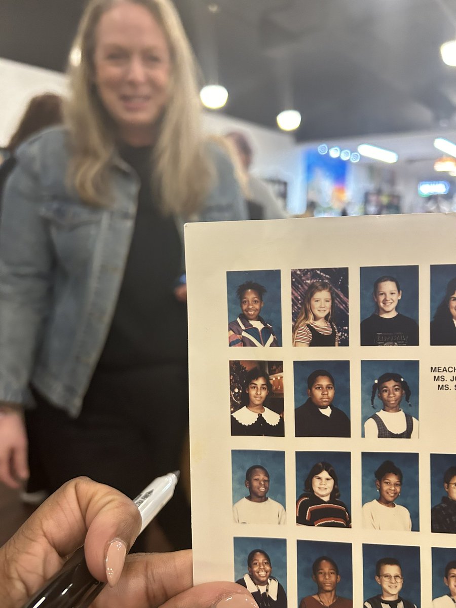 So my 6th grade teacher came to my book signing in my hometown and brought our class photo! 😭😭😭🫶🏾🙏🏾 #80sBabies #90sKids #TeacherLove ❤️ #AmericanNegra 📚 #BookTour