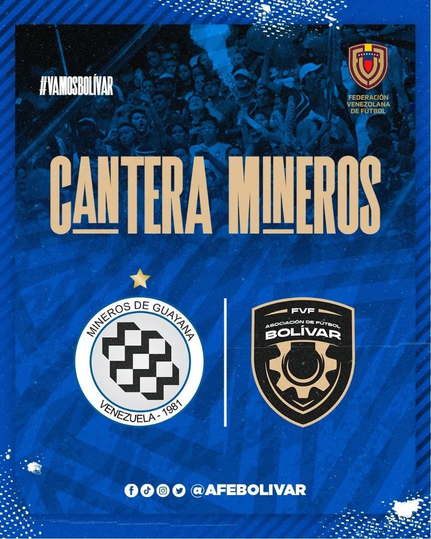 DanielQuijada10's tweet photo. 🔛 Mineros de Guayana (@CanteraMineros) en acción en la @LigaFUTVEJunior. Todo, bajo la dirección de la @afebolivar.

Este sábado 16 y domingo 17, habrá jornada de captación de talentos para conformar los seis equipos.

📍@CiudadMineros

Atentos en:
@afebolivar y @CanteraMineros. https://t.co/xd4MNLdQR7