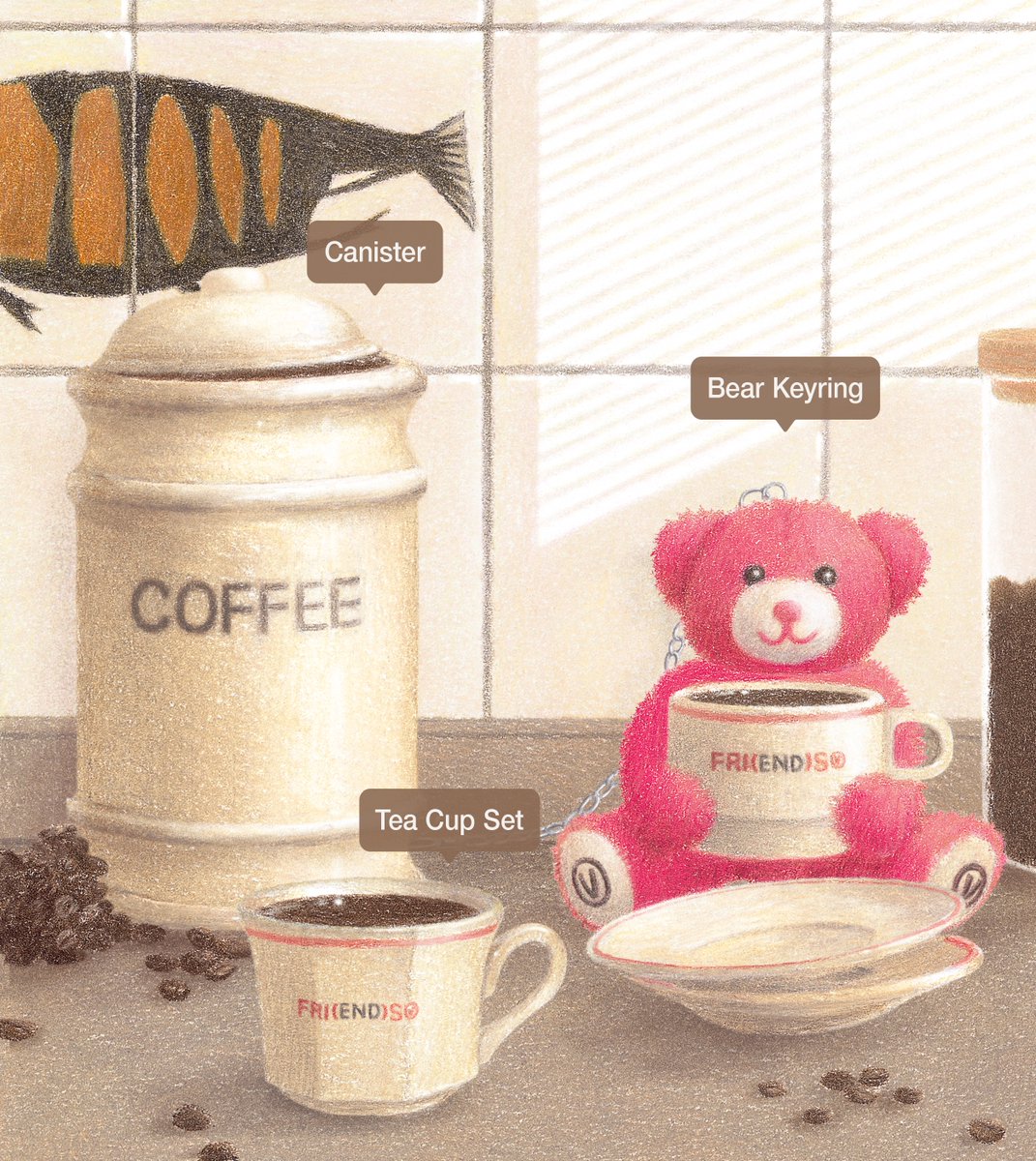 HYBE_MERCH's tweet photo. So wouldn’t it make sense if I was yours 🧸

V ‘FRI(END)S’ Official Merch. 
ⓥ Photo Magnet Set
ⓥ Postcard Set
ⓥ S/S T-Shirt
ⓥ Canister
ⓥ Tea Cup Set
ⓥ Bear Keyring

☕️상품 공개 2024. 03. 18. 11AM(KST)
📅판매 오픈 2024. 03. 18. 6PM(KST)
📍@weverseshop

#V #뷔 #V_FRIENDS #FRI_END_S