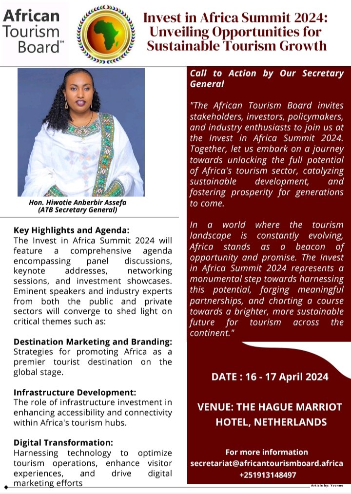 Invest in Africa Summit 2024 🎉💐💐💫✨

One of the primary objectives of the summit is to showcase Africa’s vast potential as a lucrative investment destination. 
#AfricanTourismBoard <a href="/AfricanUnion/">The African Union</a> <a href="/ATB_hqs/">AFRICAN TOURISM BOARD OFFICIAL HQ</a> <a href="/CuthbertNcube6/">Cuthbert Ncube</a>