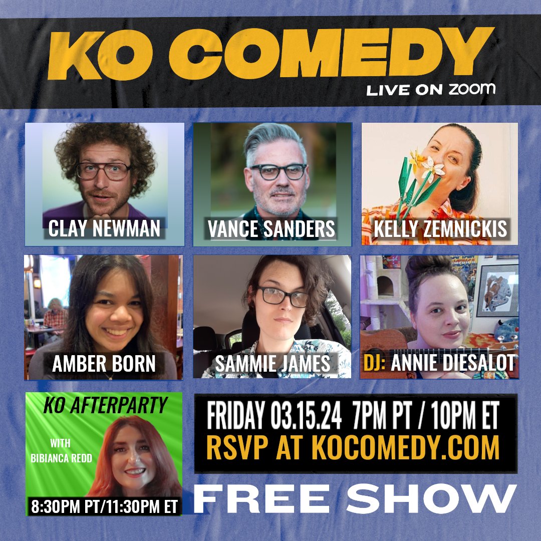 We're live! Come have some laughs with us. Get your free Zoom link at KOComedy.com or watch on Twitch with @ComedyHubLive #KO #Comedy #LOL #FridayNight