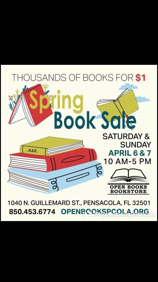 openbookspcola's tweet photo. This will be one of our best book sales ever. https://t.co/fgzB8LLfoC