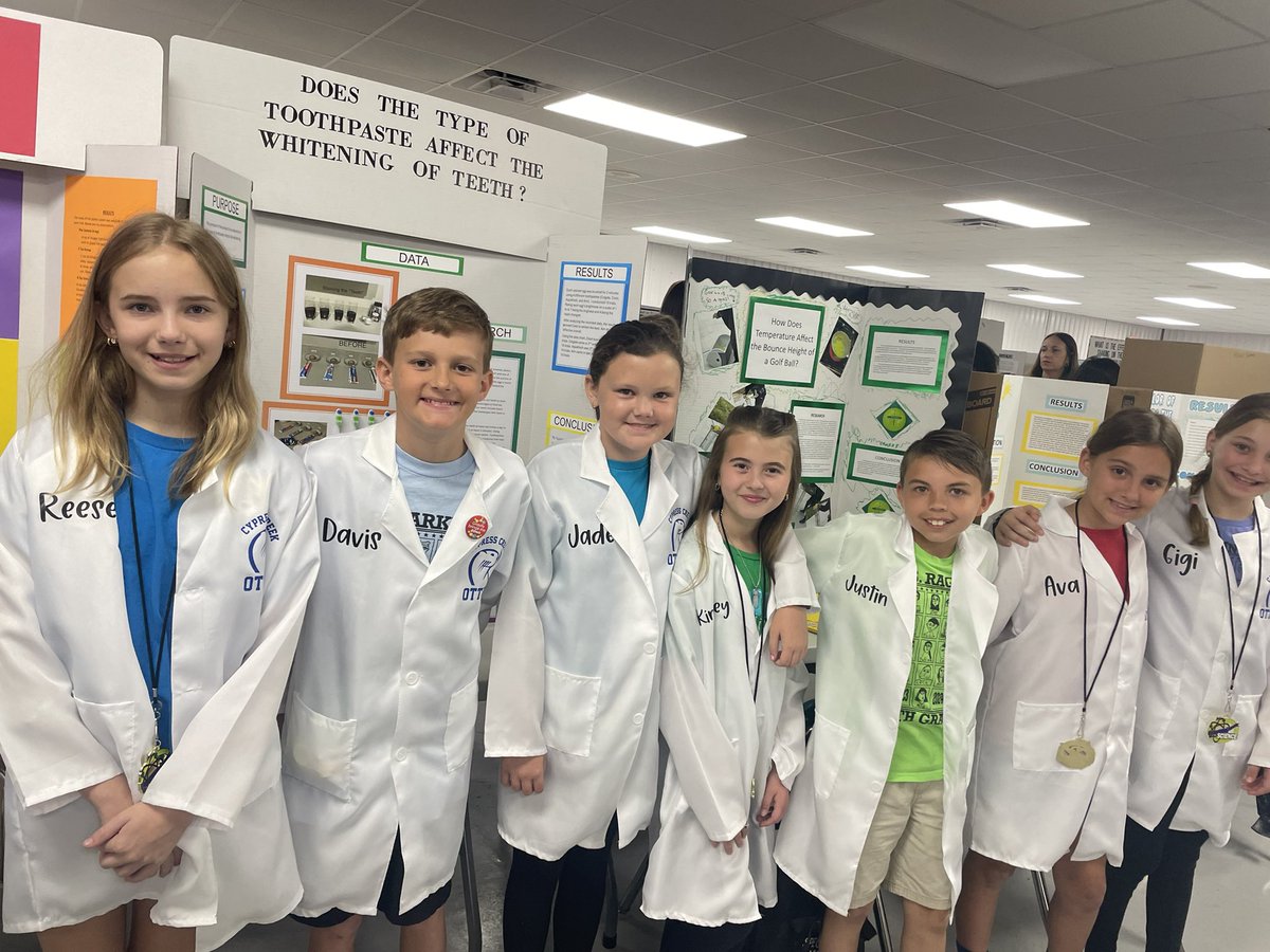 cypresscreekvcs's tweet photo. 🔬🌟 Today was the Elementary Science Expo, &amp;the otters stole the spotlight! 8 otters showcased their projects &amp; were ready for interviews. Huge thanks Ms. Macintyre 4sponsoring the event &amp; arranging personalized lab coats! 🎉 #WeAreCCE #ottersmatter #AchievingExcellenceTogether https://t.co/8kDVlZsPGk
