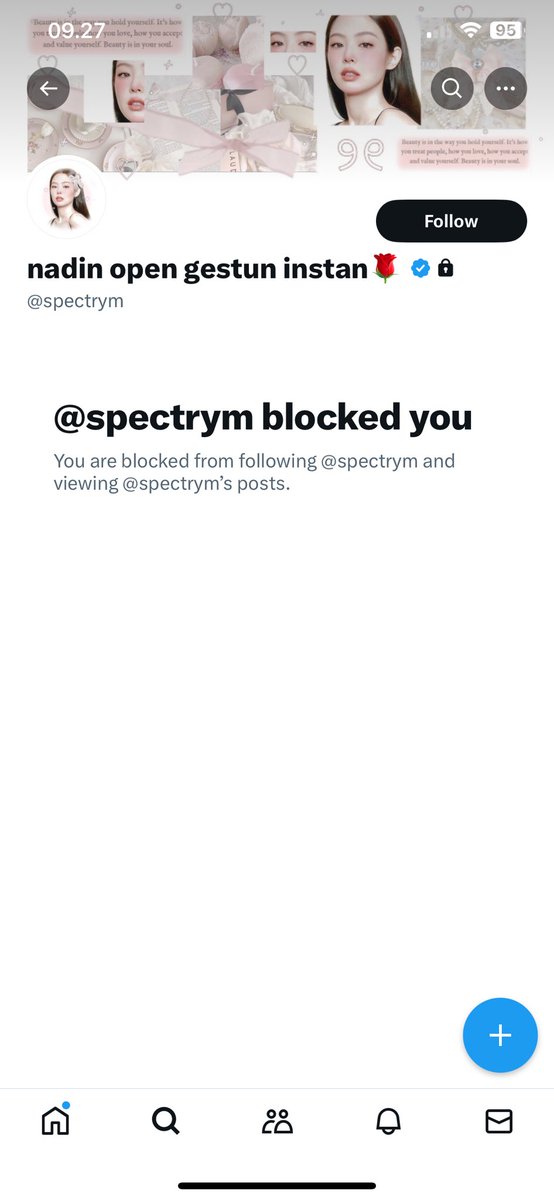 rosypetalsky's tweet photo. penipu wkwk gue lgsg diblok masa @spectrym #zonaba #zonauang #zonajajan hati hati ajaa semuanya, gue pinjem htnya ya🙏🏻 https://t.co/4PfRZqDKqB