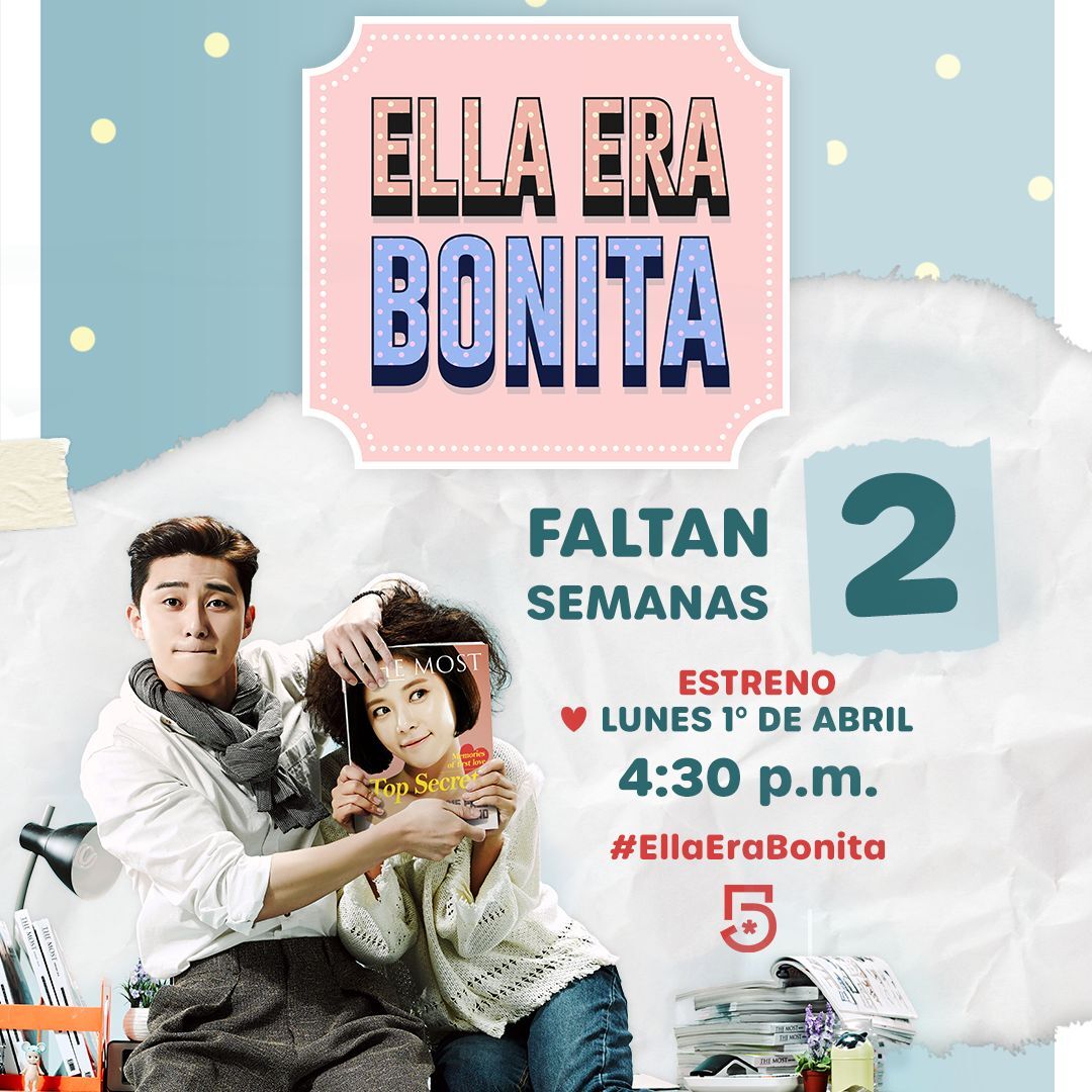 MiCanal5's tweet photo. Annyeong 💖 Solo faltan dos semanas para el estreno del K-drama "Ella era bonita" por #El5 🫶 ¿Estás listo para conocer a Kim Hye Jin y a Ji Sung Joon? 🥰

Este lunes 1 de abril a las 4:30 p. m. MEX 💅 #SeriesConEl5 #EllaEraBonita https://t.co/LTzPyWdwT2
