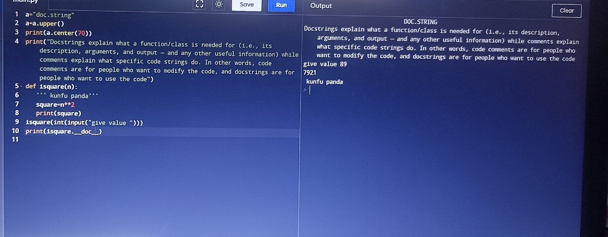 coding_insaan's tweet image. Doc-string of python
#python 
#100DaysOfCode 
#day5