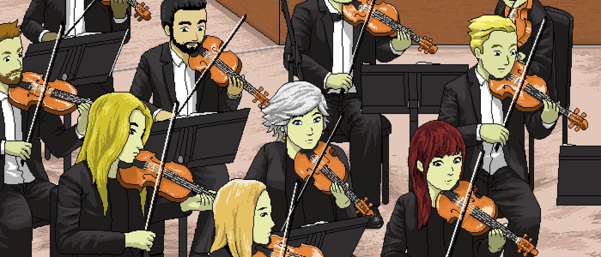ImagineEnsemble's tweet photo. Some picture of our string section on stage! 🔥

See more of our stuff on:
https://t.co/Ds0COcCxqO

#pixelart #pixelartwork  #digitalart #aseprite  #ドット絵 #music #orchestra #symphony #violin https://t.co/LFu1Ktte5A