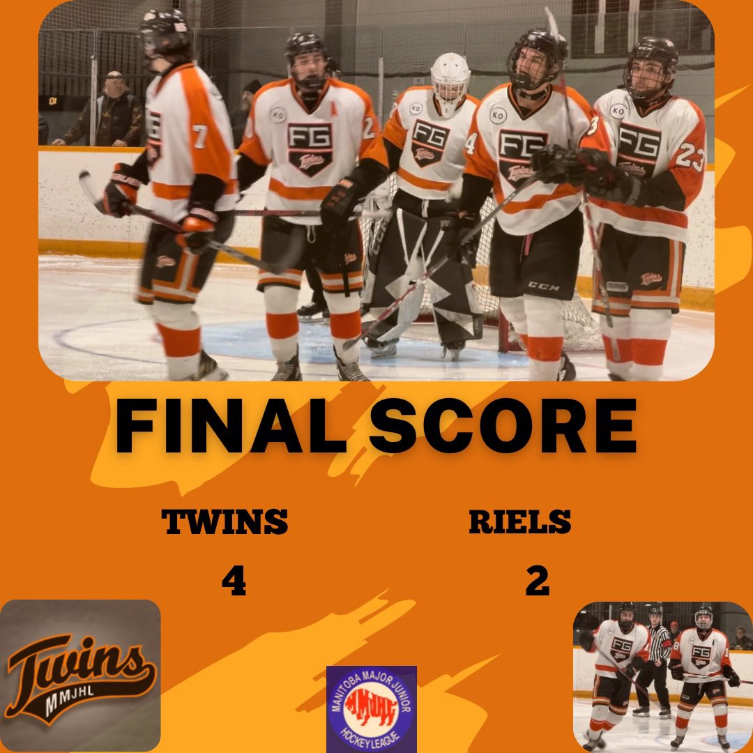 MMJHLTwins's tweet photo. A big win to keep the playoffs vs @rielsMMJHL alive!

Rest up, boys, Game 5 is on Sunday!
#GoTwinsGo https://t.co/X6xtQS5Ixy