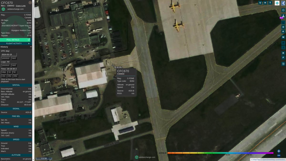 steffanwatkins's tweet photo. March 15, still operating as #CFC670. 

DId you notice they also park at the same hangar as the CE-145C Vigilance (King Air); so, same squadron? 🤔

That's about as discreet as a fart in a tent.

https://t.co/DDhpTurayP https://t.co/sAJhVvjuDx