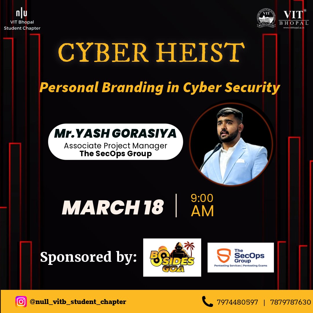 NULL_VIT's tweet photo. Uncover digital secrets at Cyber Heist! 
Join us for expert insights on staying secure. #CyberHeist #StaySecure
@r3v3Ncl4W https://t.co/np96eEM3kQ