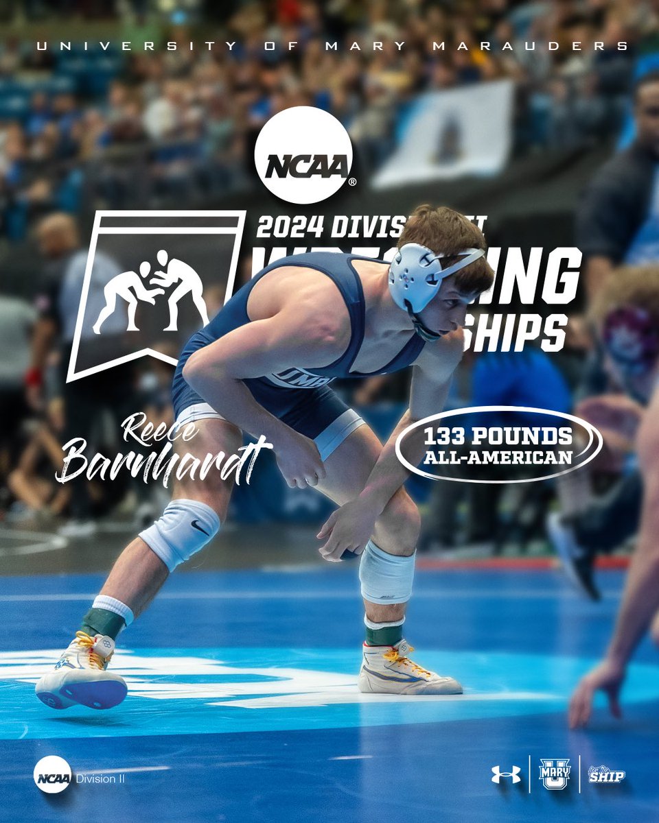 THREE-TIME #D2Wrestle ALL-AMERICAN - Reece Barnhardt is headed to the semifinals! @UMaryWrestling Visit GoUMary.com for more! #ForTheShip #LifeAtMary
