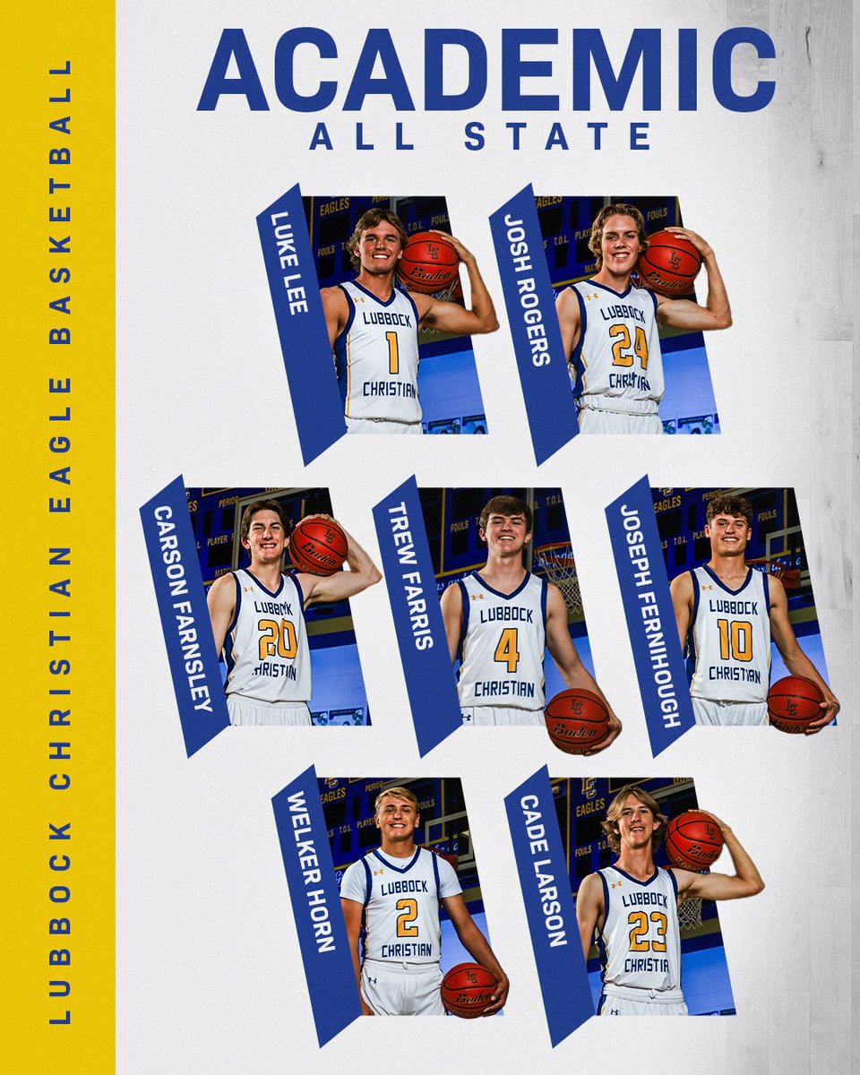 Lubbock Christian Boy’s Basketball (@lceaglebball) on Twitter photo Putting in the work in the gym and in the classroom. It’s a great time to be an Eagle! Congratulations!
🦅🏀
<a href="/luke_lee17/">Luke Lee</a> <a href="/CarsonFarnsley/">Carson Farnsley</a> @TrewFarris <a href="/J_fernihough/">Joseph Fernihough</a>
<a href="/HornWelker/">Welker Horn</a> <a href="/cadelarson12/">Cade Larson</a> Putting in the work in the gym and in the classroom. It’s a great time to be an Eagle! Congratulations!
🦅🏀
<a href="/luke_lee17/">Luke Lee</a> <a href="/CarsonFarnsley/">Carson Farnsley</a> @TrewFarris <a href="/J_fernihough/">Joseph Fernihough</a>
<a href="/HornWelker/">Welker Horn</a> <a href="/cadelarson12/">Cade Larson</a>