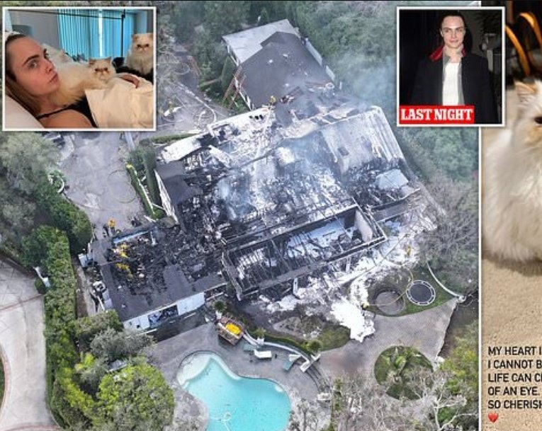 Cara Delevingne's $7million mansion in Los Angeles has been left virtually destroyed after a huge blaze tore apart the property in the early hours of Friday morning.#CaraDelevingne