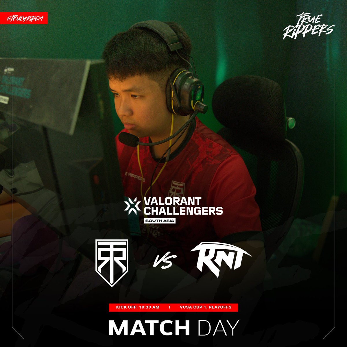 truerippers's tweet photo. Facing off against @RevenantIndia at 10:30 AM for a slot in the Grand Finals of VCSA Cup 1. Giving it our all today! https://t.co/lhYU9TMvmL