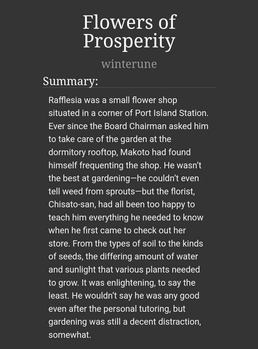 rune_writes's tweet photo. I wrote my first P3 fic :3
Nothing much, just slice of life / flower language stuff~ 

AO3: https://t.co/PEeQtCEeQV
#Persona3 https://t.co/AMx7KXAzHw