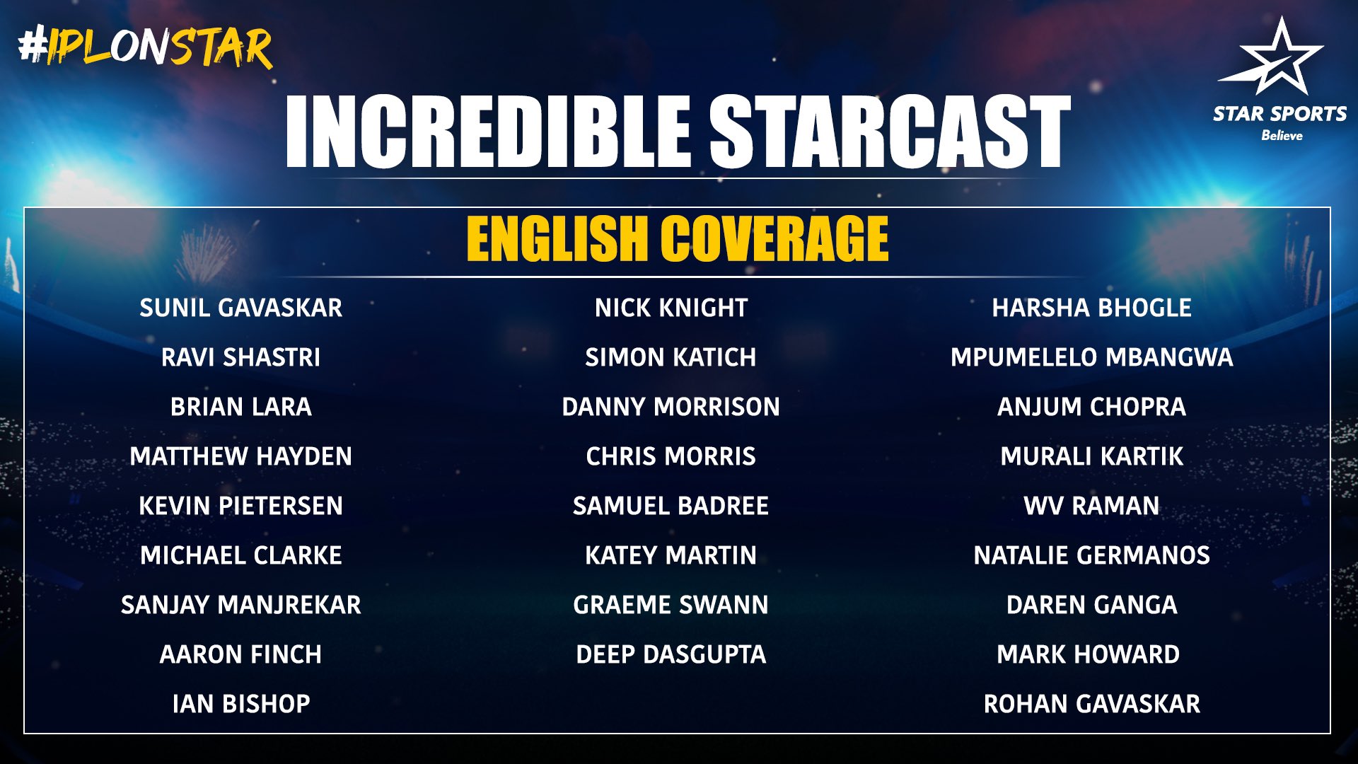 Tanuj Singh on X The English Commentators for the IPL 2024 on Star Sports https t s67ZN9prby X