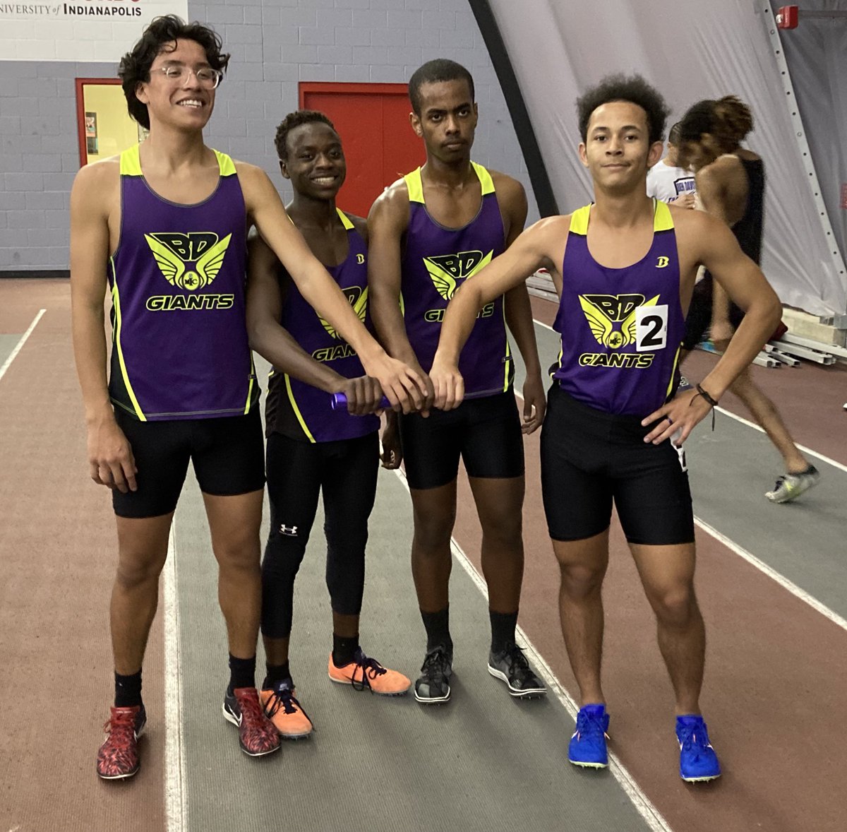 Ben Davis CC (@giantdistance) on Twitter photo 4x8 are MIC runners up in 8:24.2!
Unofficial splits:
Jr <a href="/APerezTovias/">Aaron</a> 2:06.57 (.34 PR!)
So <a href="/elroe7_/">Elroe Tafese</a> 2:06.32 (.44 PR! & 6th best So 800!)
So Aboubakar Ibrahim 1:59.62 (Indoor PR! & 2nd best So 800!)
Sr <a href="/CharlesTheRacer/">Charles Pittman :)</a> 2:11.4!
<a href="/BDtrack/">Mike Davidson</a> <a href="/GiantAthletics/">Ben Davis Giants</a> <a href="/BenDavisHS/">Ben Davis High School</a> 4x8 are MIC runners up in 8:24.2!
Unofficial splits:
Jr <a href="/APerezTovias/">Aaron</a> 2:06.57 (.34 PR!)
So <a href="/elroe7_/">Elroe Tafese</a> 2:06.32 (.44 PR! & 6th best So 800!)
So Aboubakar Ibrahim 1:59.62 (Indoor PR! & 2nd best So 800!)
Sr <a href="/CharlesTheRacer/">Charles Pittman :)</a> 2:11.4!
<a href="/BDtrack/">Mike Davidson</a> <a href="/GiantAthletics/">Ben Davis Giants</a> <a href="/BenDavisHS/">Ben Davis High School</a>