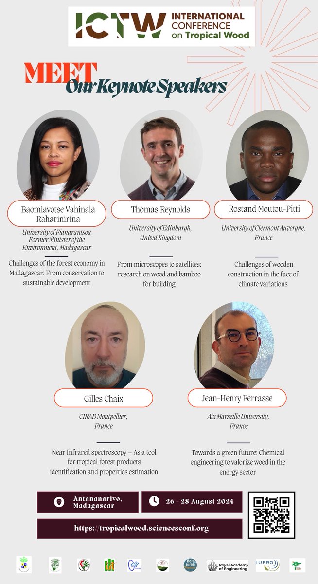 Last day to submit abstracts for the "International Conference on Tropical Wood - Promoting Sustainable Use of Tropical Forests"  this Monday, March 18th at 12 am. tropicalwood.sciencesconf.org. Let's take the time to get to know our guest speakers. <a href="/IUFRO/">IUFRO</a> <a href="/RAEngGlobal/">RAEngGlobal</a> #HEPSSA