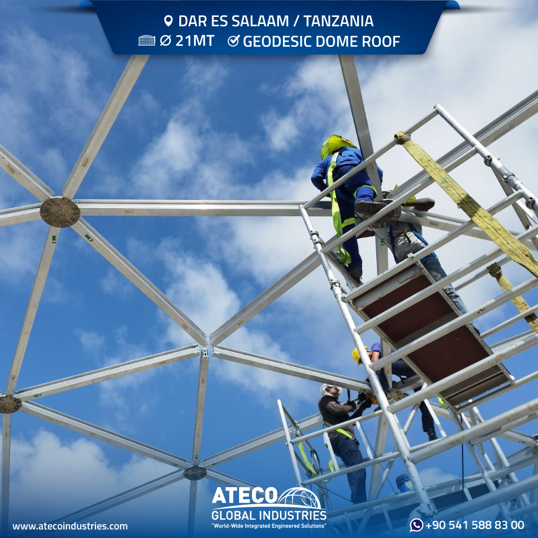 AtecoGlobal's tweet photo. We are excited to share our engineering marvel: a 21m diameter aluminum geodesic dome roof project in Dar es Salaam! This project showcases our expertise in engineering and innovation.

#GeodesicDomeRoof #EngineeringExcellence #Innovation #DarEsSalaam #EngineeringMarvel https://t.co/nqF85Bh8Ty