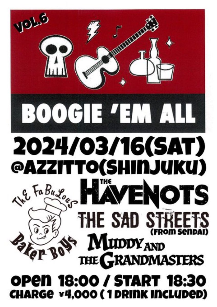 今日は新宿AZZITTOで今年初東京ライブ。イベントは18:30スタート、我々ハブノッツは最後に演ります！
ここの店は以前スモーキンブギって店でしたね。14、5年振りに来たので迷った（笑）