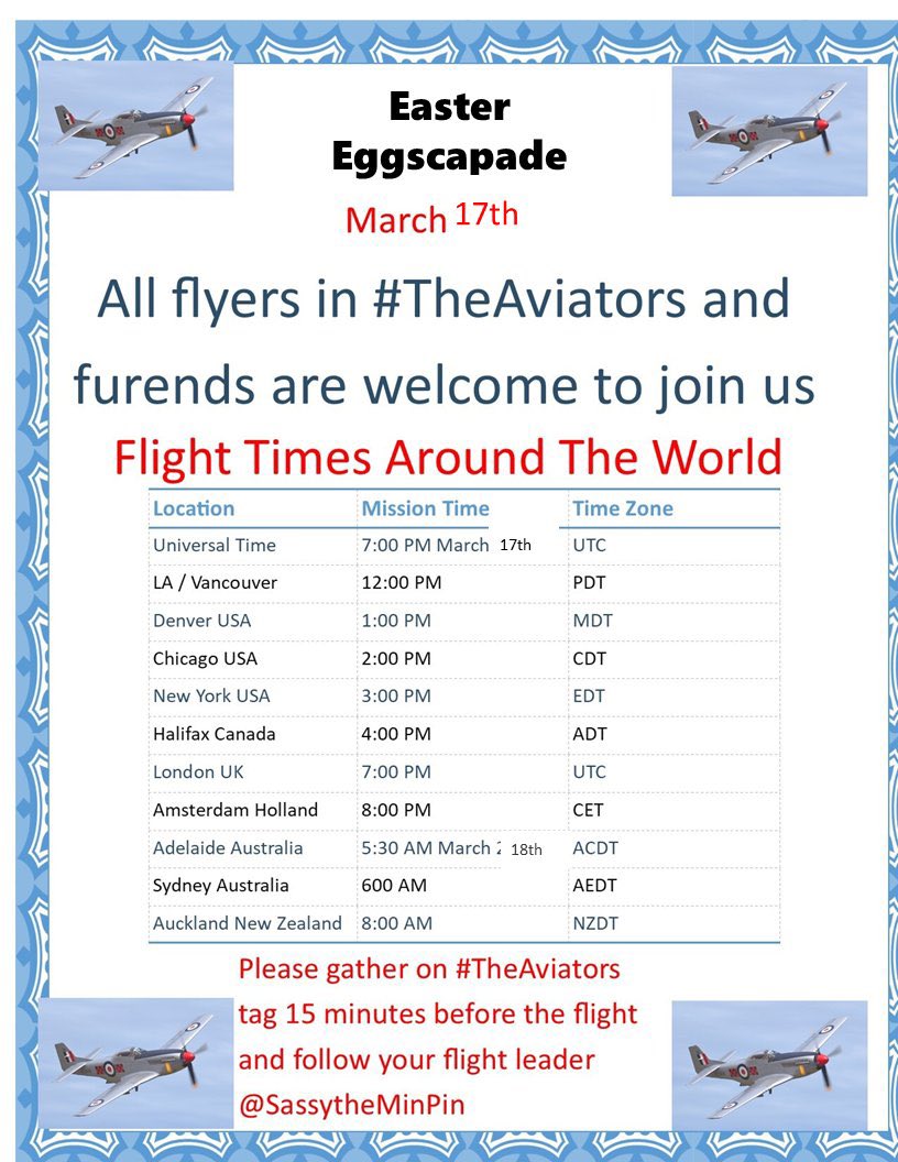 @AnipalAviators Captain Rocky: I am so excited we have @AnipalAviators adventure flight led by Sassy @SassytheMinPin I will be flying with my copilot Mankas @ToughGuyMankas Hope you can join us #TheAviators