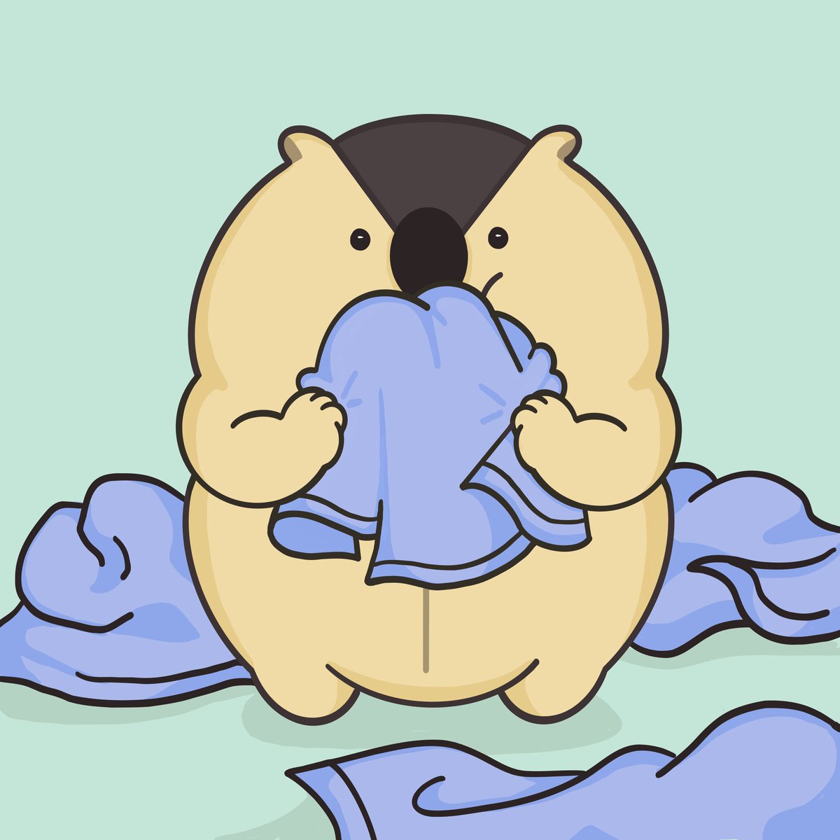 お気に入りのタオルをくわえてギュッギュ
#marmot #マーモット #動物イラスト #オリキャラ