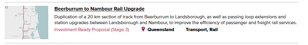 Jeffrey_Addison's tweet photo. Love the @AusGovInfra Priority List
20km #2tracks #B2N to #LANDSBOROUGH ...
#Qldpol #publictransport #rail https://t.co/8VatUUpzz9