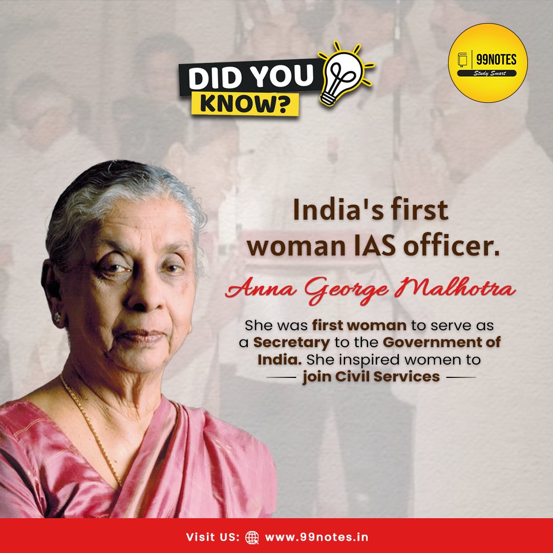 'Did You Know Who is the first woman IAS officer?'❓

#woman #ias #iasofficer #officer #womansday  #iasmotivation  #womanrights #womanwarrior #iasdreams #factsdaily #factsoflife #factsonly #dailyfacts #interestingfacts #facts #explore #education #99notesias #99notes #99noteshindi