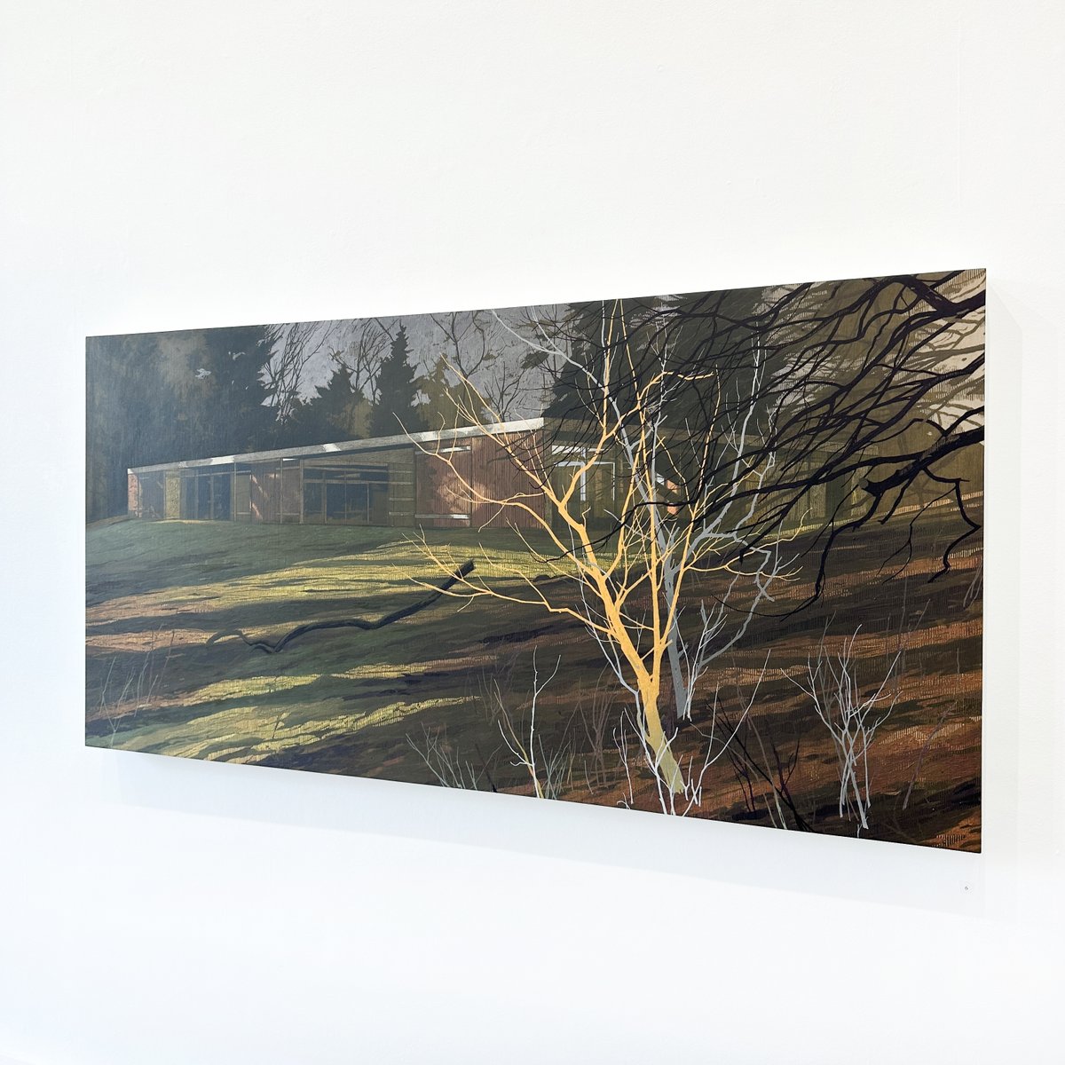 Mackenzie became fascinated by this building, Klein and Womersley when he moved to the area in 2007. This series of paintings celebrate the beauty of this structure and its balanced relationship with the surrounding landscape. More info: bitly.ws/3e48U 📸 House 1
