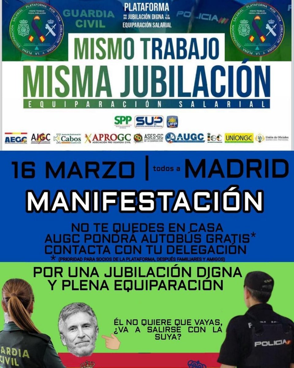 phdm68's tweet photo. En España un #PolicíaNacional y un #GuardiaCivil pagan penalización en 
su seguro de vida por ser #ProfesiónDeRiesgo 
Y somos premiados con peor Jubilación y sueldos que el resto de policías
Porque el Gobierno se niega a asumir
#JubilacionDignaGCyPN
#EquiparaciónSalarial https://t.co/w8RsyjsyJA