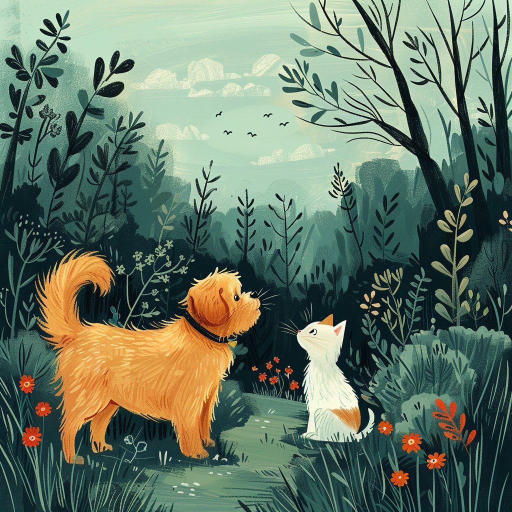 What if a cat and a dog embarked on an adventure in the local park, exploring and playfully pouncing around? #FridayFeeling #digitalart #art #pets #ParkPals