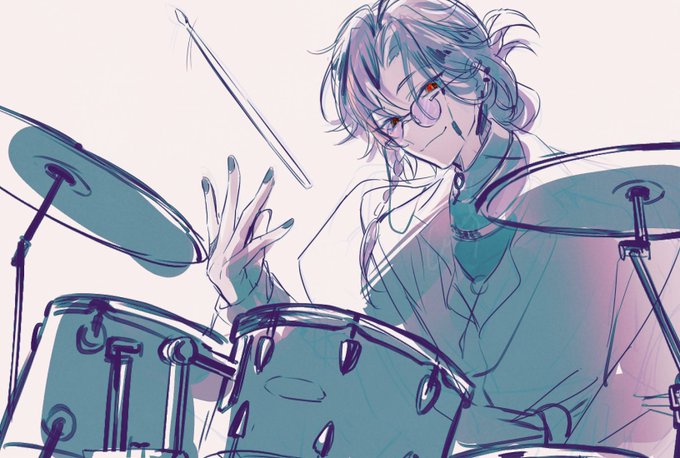 「drum set smile」 illustration images(Latest)