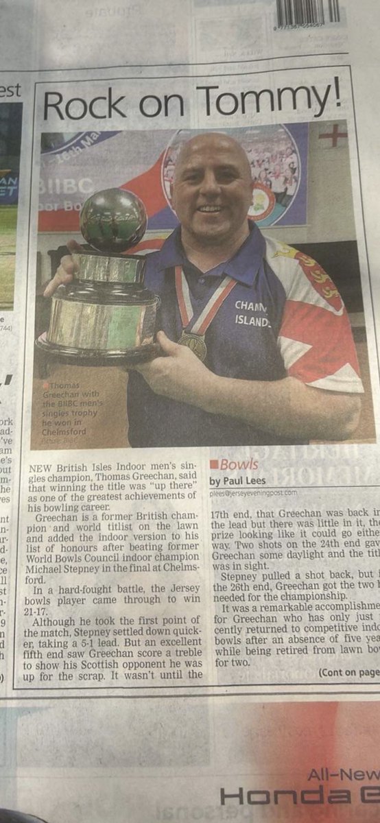 Thank you <a href="/JEPsport/">JEP Sport</a> for the back page in today’s paper 🏆👍