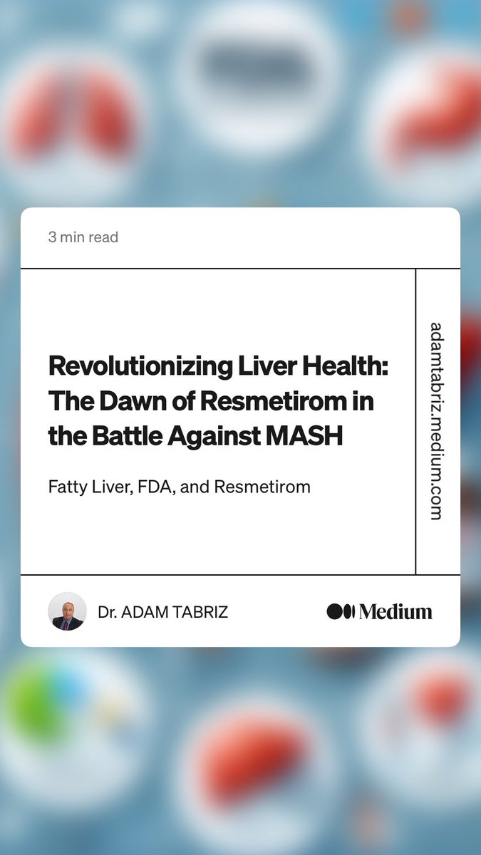 Revolutionize liver health with Resmetirom 💊✨ FDA-approved for MASH, this treatment is a game-changer for patients. Read all about it! #LiverHealth #Resmetirom #FDAapproval

dradamtabriz.com/revolutionizin…
