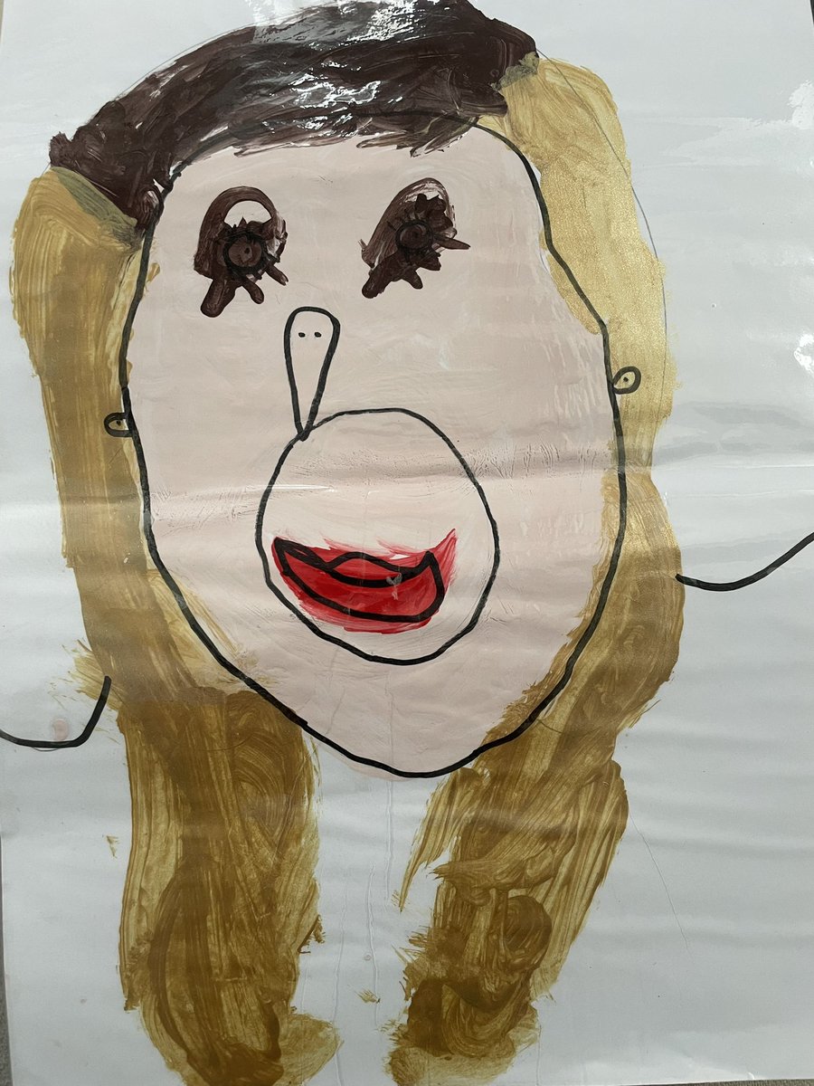 My 5 yr-old’s portrait of me. Loving her artistic interpretations … however I did swiftly book to get my roots done 😀😍… looking forward to your company on @BBCRadioWales at midday xx