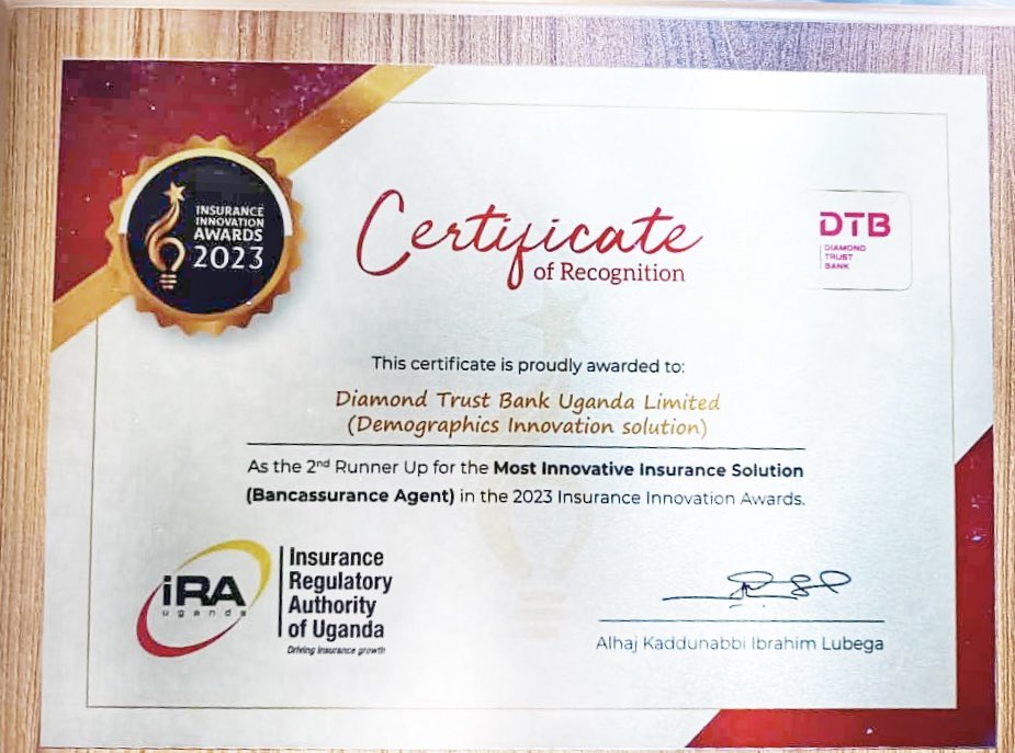 We have emerged as 2nd  Runner-up Most Innovative Insurance Solutions- at @IraUganda Bancassurance 2023 awards. 
Thank you for your continued support and trusting us to be your insurance partner. #InsurancelnnovationAwards23 
#DrivingInsuranceGrowth #BankWithUsBankOnUs