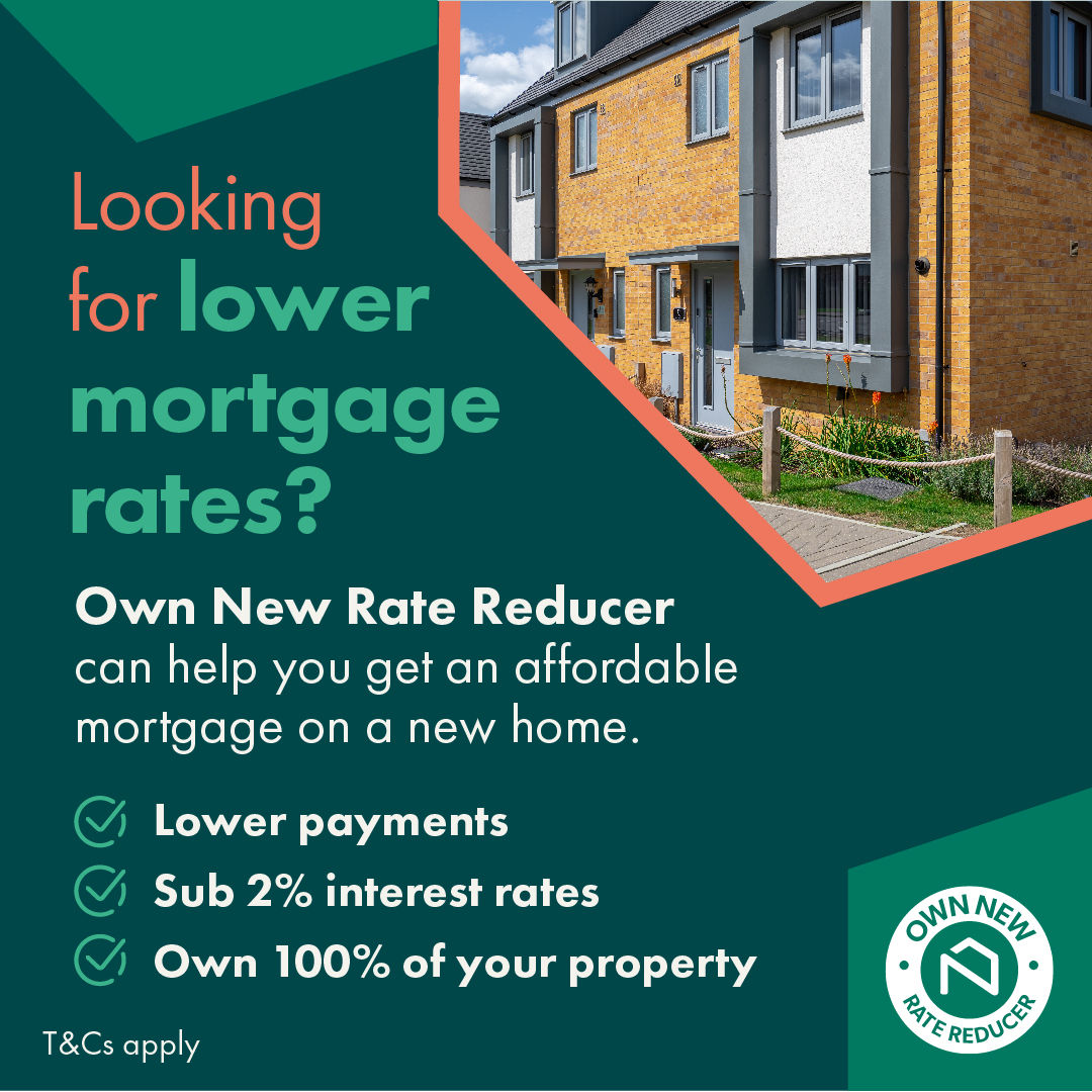 Introducing Own New Rate Reducer. A new home buying scheme available to both first time buyers and existing property owners to help you get on the ladder in a more affordable way 🏡 🏡 Sub 2% mortgage interest rates 🏡 Lower monthly payments 🏡 Own 100% of your property