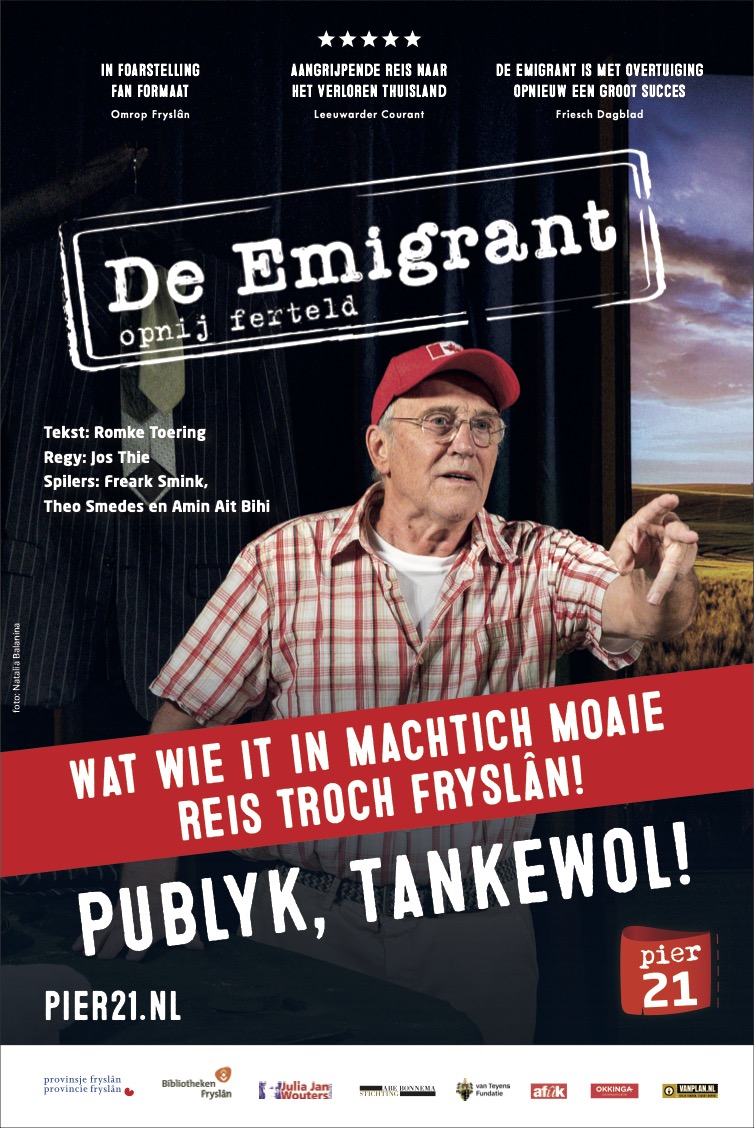 𝗣𝗨𝗕𝗟𝗬𝗞, 𝗧𝗔𝗡𝗞𝗘𝗪𝗢𝗟! Mei mear as 60 foarstellingen en 15.000 besikers spilet De Emigrant op 17 maart foar de alderlêste kear. Ha jim de advertinsje al sjoen yn de <a href="/lc_nl/">Leeuwarder Courant</a> ? 

De Emigrant spilet noch yn:
👉 16 maart: <a href="/PosthuisTheater/">Posthuis Theater</a> 
👉 17 maart: <a href="/SsbDeHarmonie/">De Harmonie</a>