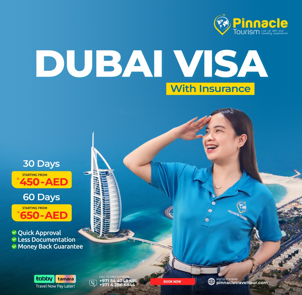 Exclusive hassle-free visit visa packages with insurance coverage for 30 or 60 days from Pinnacle Tourism! 🎉 

☎️042866844
📲0544248656
📧inquiries@pinnacletraveltour.com

#VisitVisa #TravelInsurance #PinnacleTourism #WorryFreeTravel #ExploreTheWorld #UAEvisa #Dubaivisa #visit