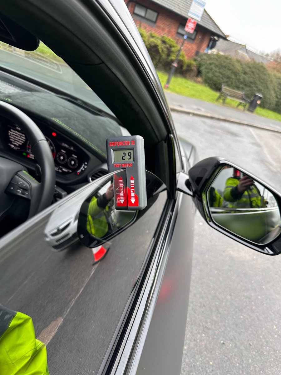 DerbyshireRPU's tweet photo. #Tibshelf

Two more examples of tinted windows which were removed and drivers reported.

The legal limit for both windscreen and front side windows should be 70%.

The attached image shows why this is important and the lack of visibility. 

#OpRapidity #OpTramline https://t.co/ZWIx8KrRUi