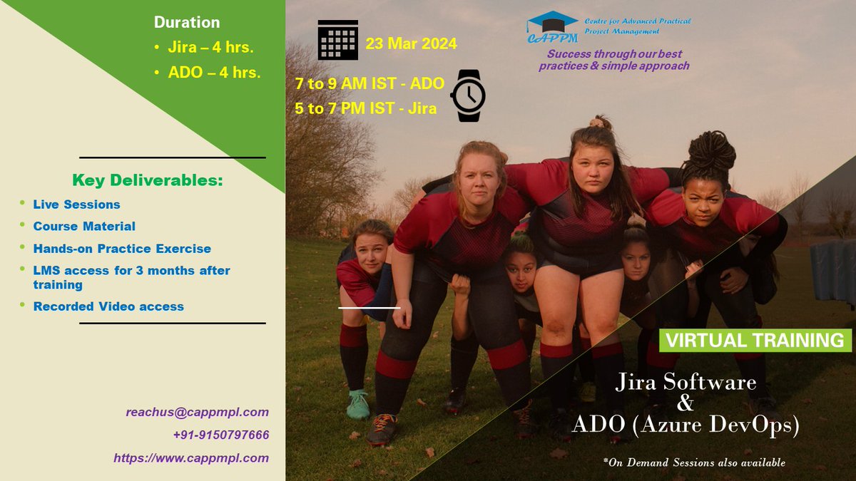 cappmpl's tweet photo. Join #ADO_Boards & #jira_software #training from Mar 23, weekends. #EarlyBird ends Mar 20. Details: https://t.co/EerDypCmbI & https://t.co/4Mvi7HsIRu
#scrummaster #agile #projectmanagers #scrum #kanban #agileteam #Learning https://t.co/5o5VUI9JeS
