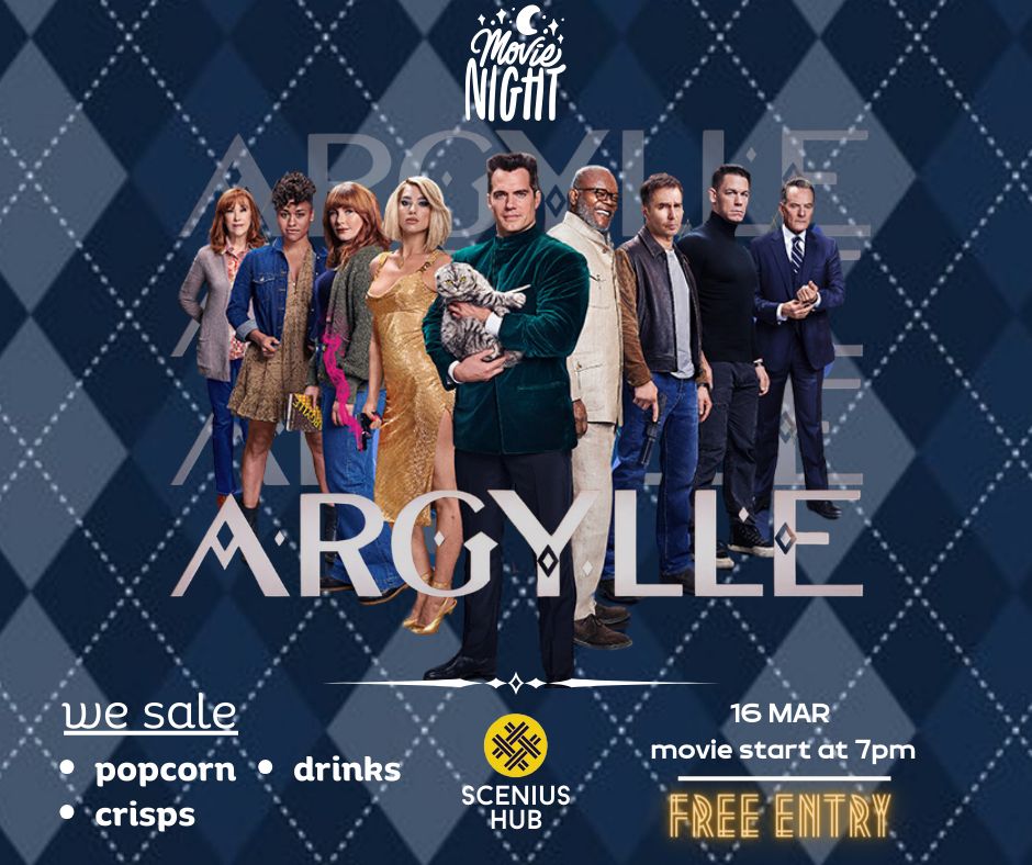 🎬 Get ready for an epic cinematic experience at Scenius Hub! We're screening 'Argylle' today – a thrilling spy adventure that'll keep you on the edge of your seat. Join us for an unforgettable movie night .See you there 🍿🔍 #Argylle #MovieNight #SceniusHub #saturdaymovienights
