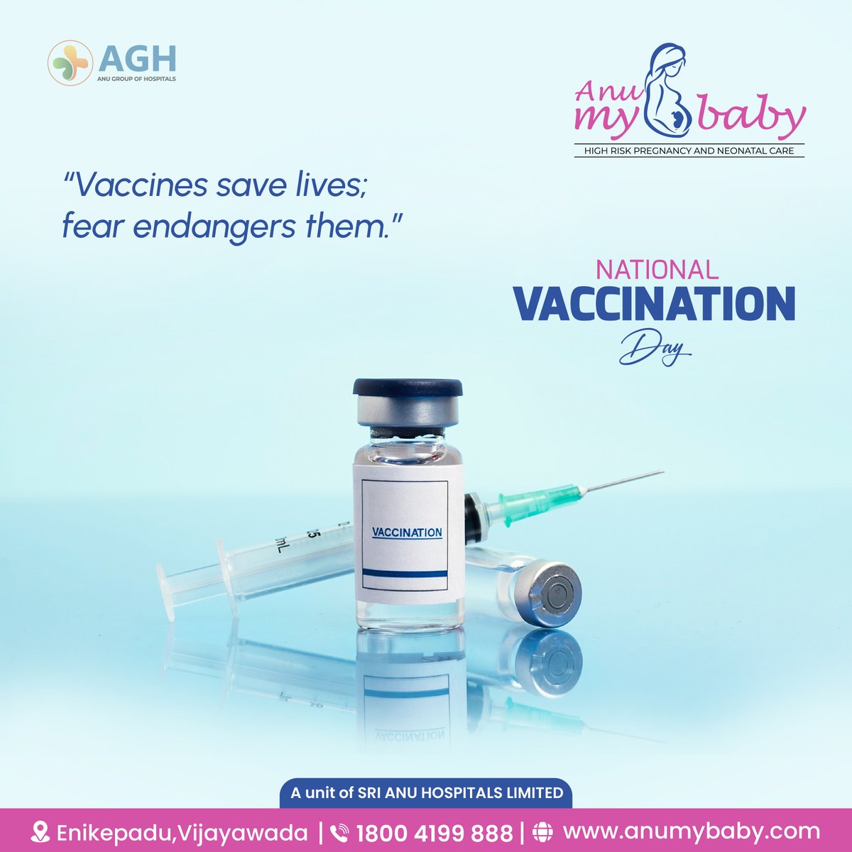 Let's unite for a healthier future! It's National Immunization Day! 💉 Let's raise awareness about the importance of vaccination and protect ourselves and our loved ones from preventable diseases. #anuhospitals #vijayawada #nationalimmunizationday #VaccinesSaveLives #Immunize