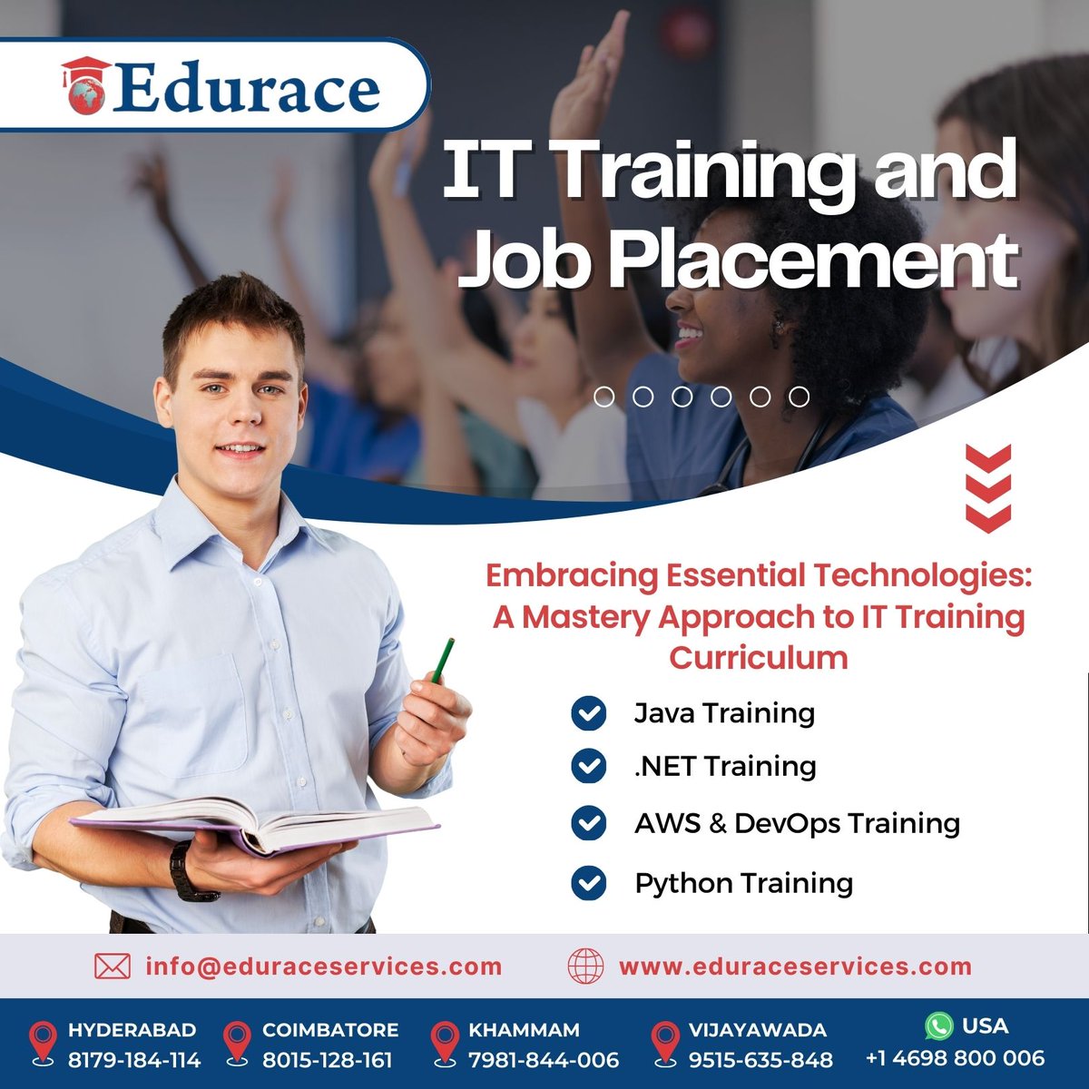 Unlock your potential with our comprehensive IT Training and Job Placement program! 💻🌟 Launch your career in technology Today!

#ITTraining #JobPlacement #TechCareer #ittraining #jobplacement #softwaretraining #traininginstitute #jobassistance #students #eduraceservices
