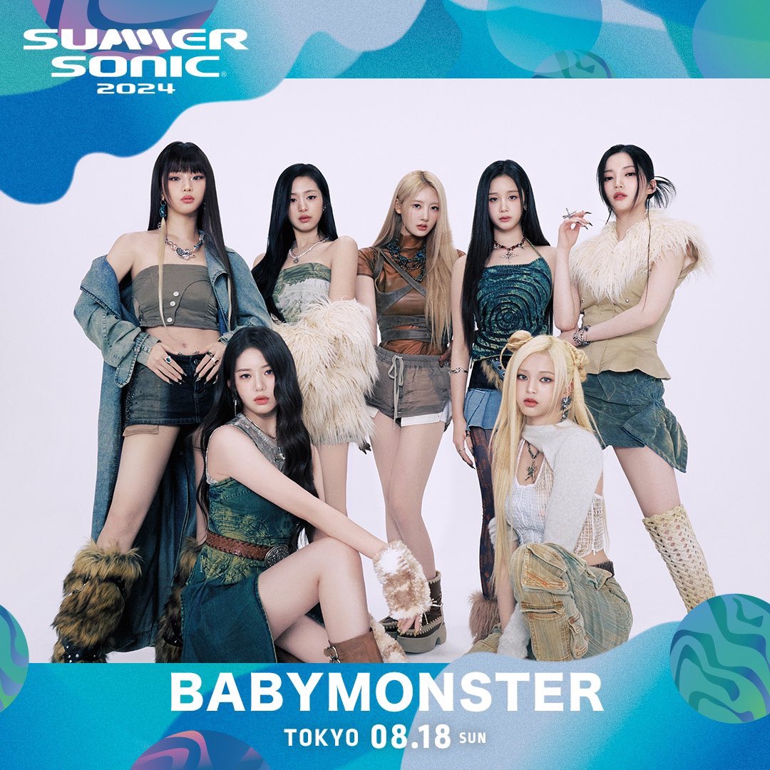 haramieshin's tweet photo. BABYMONSTER will perform at the 2024 Summer Sonic on August 18, held in Tokyo, Japan. https://t.co/reuu9m0Jdq