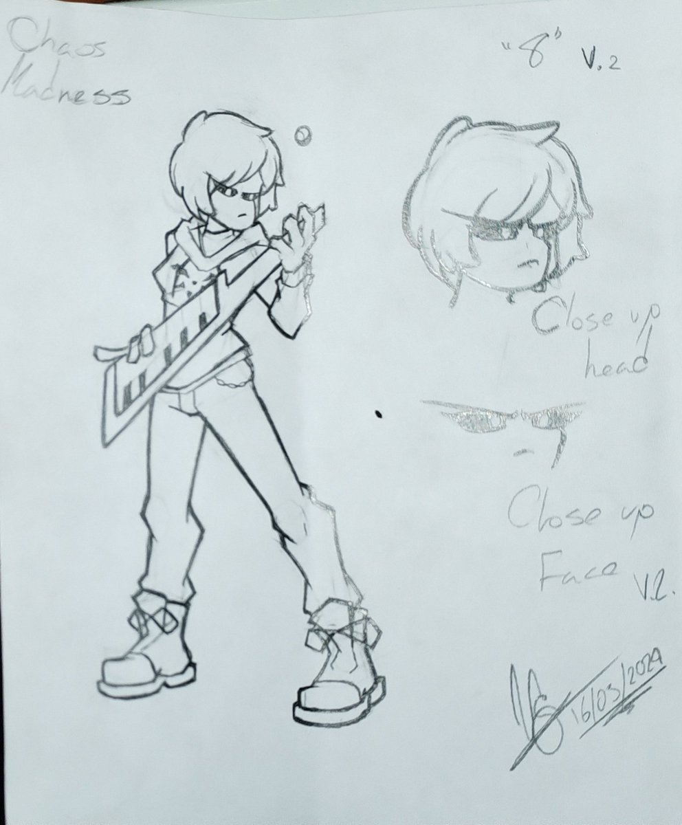 RougeVik's tweet photo. Otro dibujito de 8 ya que estaba de inspirado. Vivan las hojas dobladas :v

(Irónicamente la cámara de Twitter toma mejor iluminación).

8 by: @Kyomi_neko https://t.co/fQt9vucTJ8