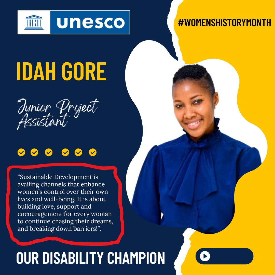 unescoROSA's tweet photo. Embracing diversity results in inclusion.

This #WomensHistoryMonth, we celebrate @unescoROSA efforts to promote the rights of #personswithdisabilities. 

Today, we celebrate @GoreIdah for her contribution to the fight for #disabilityrights across the region.

@NishaIndica https://t.co/E1k0PdzV0Y