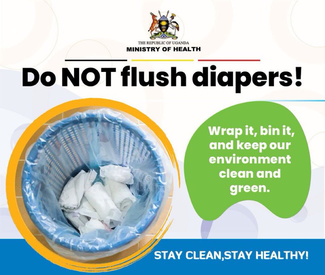 The baby diapers market was valued at least $99.58 million in 2023 by URA with an expected annual growth of 9.1% from 2023 to 2027. How we dispose them off is critical because of their hazardous nature to soil &amp; the risk of spreading viruses to the population.
#SanitationWeekUG