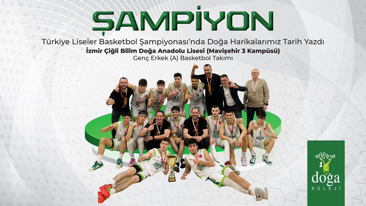 DOĞA HARİKALARI TÜRKİYE ŞAMPİYONU 🇹🇷
2024 Okul Sporları Basketbol Gençler Türkiye Birinciliğini kazanarak bizleri gururlandıran İzmir Çiğli Bilim Doğa Anadolu Lisesi Genç Erkek (A) Basketbol Takımımızı tebrik eder, ISF Dünya Liseler Basketbol Şampiyonası'nda başarılar dileriz.