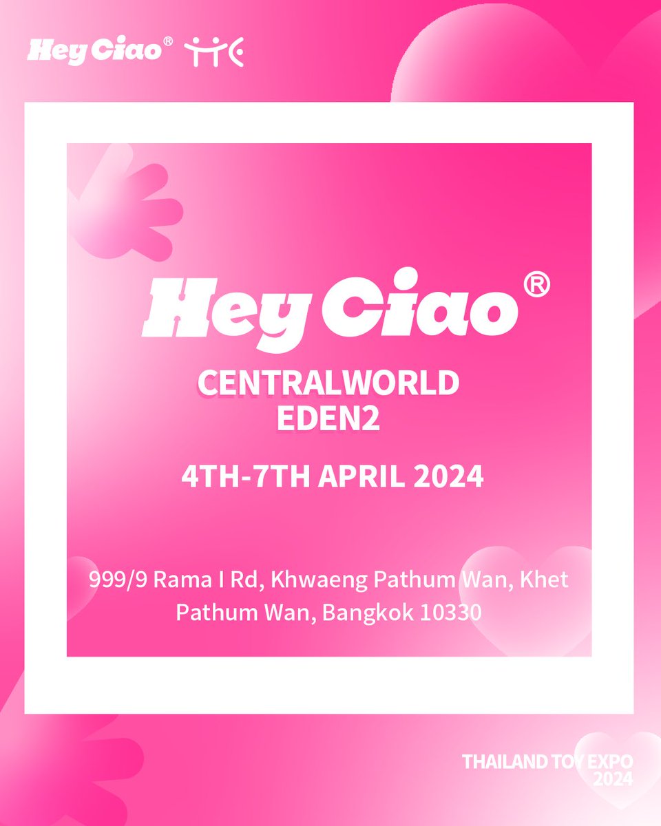HeyCiao_Global's tweet photo. SAWASDEE THAILAND ~
HEYCIAO is coming to
THAILAND TOY EXPO 2024.
Nice to see you again at Eden2

#Thailandtoyexpo 
#arttoy 
#heyciao https://t.co/j7mIMpQ4tn